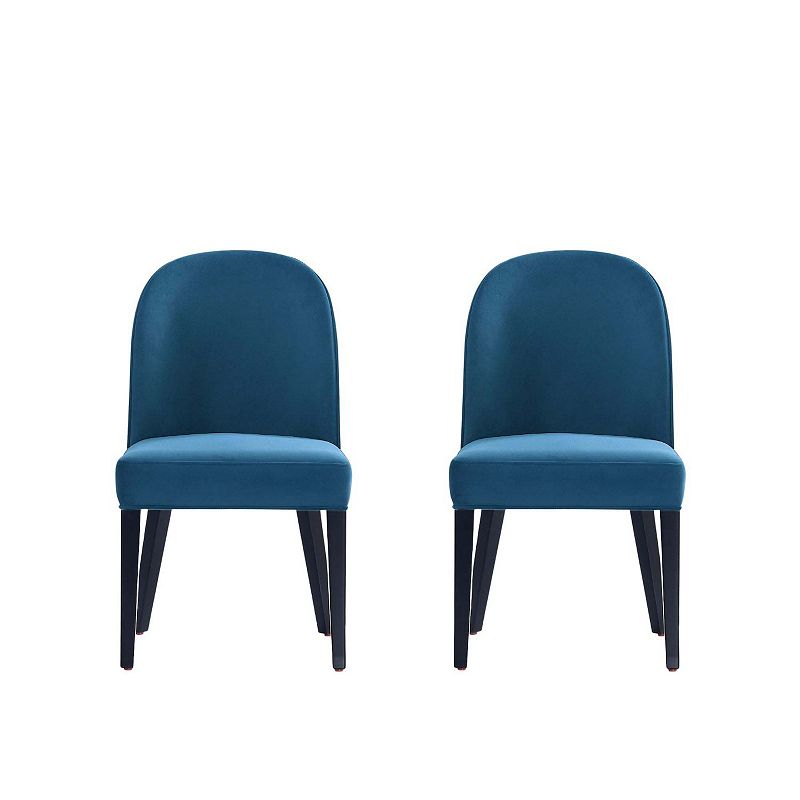 MANHATTAN COMFORT Hillman Modern Faux Leather and Velvet Upholstered Dining Chair Set of 2, Blue