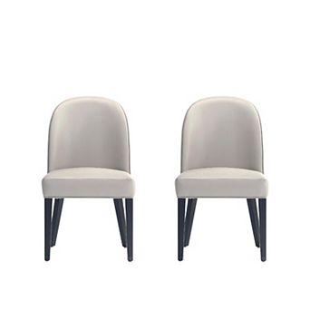 MANHATTAN COMFORT Hillman Modern Faux Leather and Velvet Upholstered Dining Chair Set of 2