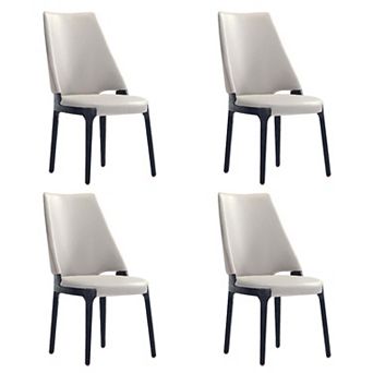MANHATTAN COMFORT Kara Modern Faux Leather and Velvet Upholstered Dining Chair Set of 4
