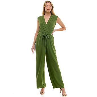 Women's Luxology Surplice Bodice Tie-Front Wide Leg Jumpsuit