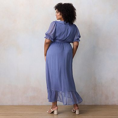 Plus Size LC Lauren Conrad Elbow Sleeve Ruffled Wrap Maxi Dress