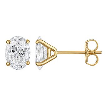 NaturaLux™ 14k Gold 2 Carat T.W. Lab-Grown Diamond Nickel Free Oval Stud Earrings