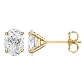 NaturaLux™ 14k Gold 2 Carat T.W. Lab-Grown Diamond Nickel Free Oval Stud Earrings