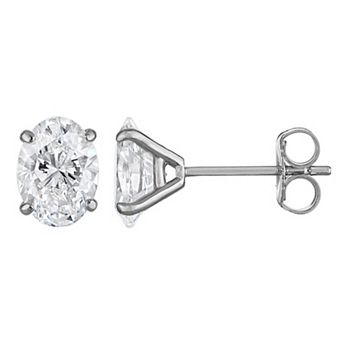 NaturaLux™ 14k Gold 2 Carat T.W. Lab-Grown Diamond Nickel Free Oval Stud Earrings