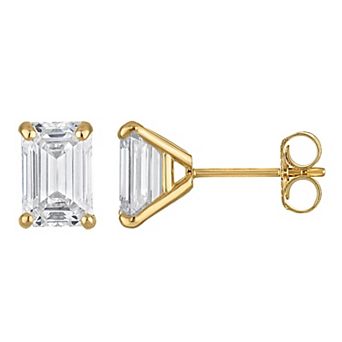 NaturaLux™ 14k Gold 2 Carat T.W. Lab-Grown Diamond Emerald Cut Stud Earrings