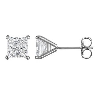 NaturaLux™ 14k Gold 2 Carat T.W. Lab-Grown Diamond Princess Cut Stud Earrings