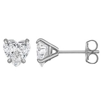 NaturaLux™ 14k Gold 2 Carat T.W. Lab-Grown Diamond Heart Cut Stud Earrings