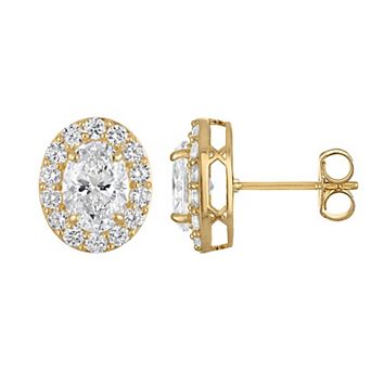 NaturaLux™ 14k Gold 2 3/4 Carat T.W. Lab-Grown Diamond Oval Halo Stud Earrings