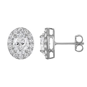 NaturaLux™ 14k Gold 2 3/4 Carat T.W. Lab-Grown Diamond Oval Halo Stud Earrings