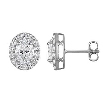 NaturaLux™ 14k Gold 2 3/4 Carat T.W. Lab-Grown Diamond Oval Halo Stud Earrings