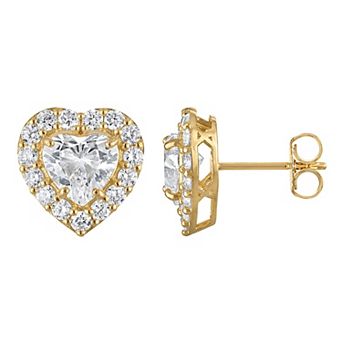 NaturaLux™ 14k Gold 2 3/4 Carat T.W. Lab-Created Diamond Heart Halo Stud Earrings