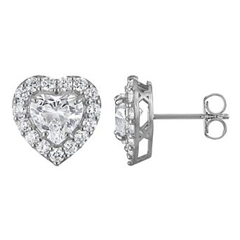 NaturaLux™ 14k Gold 2 3/4 Carat T.W. Lab-Created Diamond Heart Halo Stud Earrings