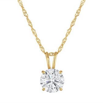 NaturaLux™ 14k Gold 1 Carat T.W. Lab-Grown Diamond Round Pendant Necklace