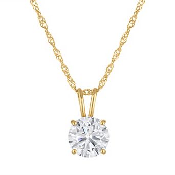 NaturaLux™ 14k Gold 1 Carat T.W. Lab-Grown Diamond Round Pendant Necklace