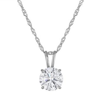 NaturaLux™ 14k Gold 1 Carat T.W. Lab-Grown Diamond Round Pendant Necklace