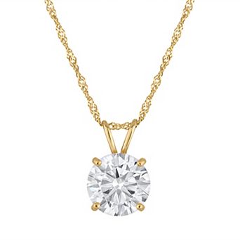 NaturaLux™ 14k Gold 2 Carat T.W. Lab-Grown Diamond Round Pendant Necklace
