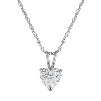 NaturaLux™ 14k Gold 1 Carat T.W. Lab-Grown Diamond Heart Pendant Necklace