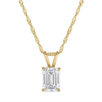 NaturaLux™ 14k Gold 1 Carat T.W. Lab-Grown Diamond Emerald Cut Pendant Necklace