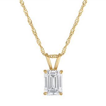 NaturaLux™ 14k Gold 1 Carat T.W. Lab-Grown Diamond Emerald Cut Pendant Necklace