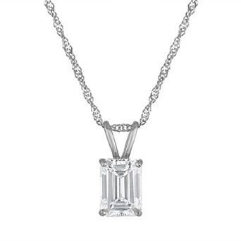 NaturaLux™ 14k Gold 1 Carat T.W. Lab-Grown Diamond Emerald Cut Pendant Necklace
