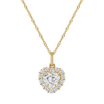 NaturaLux™ 14k Gold 1 1/2 Carat T.W. Lab-Created Diamond Heart Halo Pendant Necklace