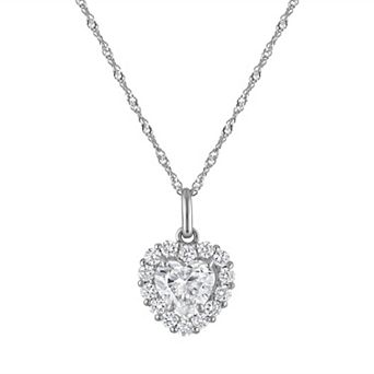 NaturaLux™ 14k Gold 1 1/2 Carat T.W. Lab-Created Diamond Heart Halo Pendant Necklace