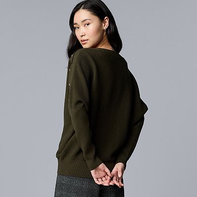 Petite Simply Vera Vera Wang Dolman Snap Sweater