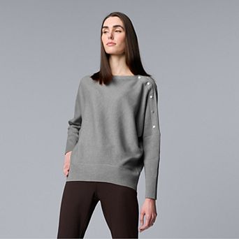 Petite Simply Vera Vera Wang Dolman Snap Sweater