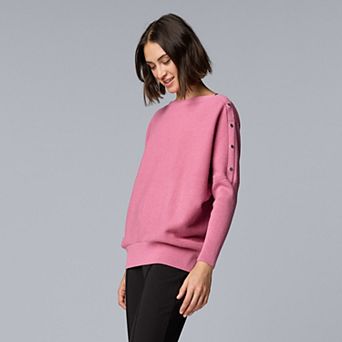 Petite Simply Vera Vera Wang Dolman Snap Sweater