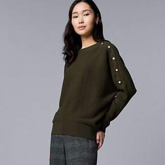 Petite Simply Vera Vera Wang Dolman Snap Sweater