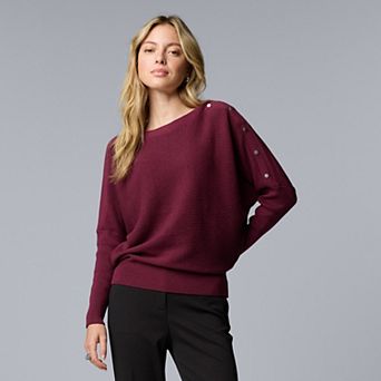 Petite Simply Vera Vera Wang Dolman Snap Sweater