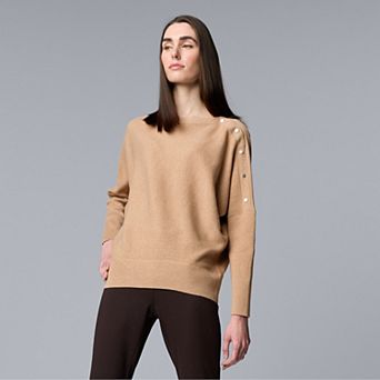 Petite Simply Vera Vera Wang Dolman Snap Sweater