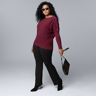 Women's Plus Simply Vera Vera Wang Dolman Snap Sweater
