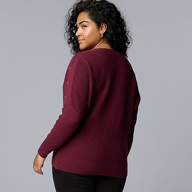 Women's Plus Simply Vera Vera Wang Dolman Snap Sweater