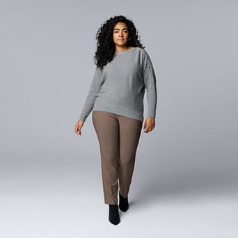 Plus Size Simply Vera Vera Wang Dolman Sleeve Snap Sweater