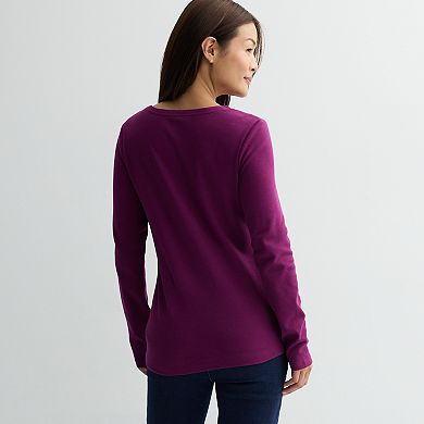 Women's Croft & Barrow® Long Sleeve Harvest Motif Tee