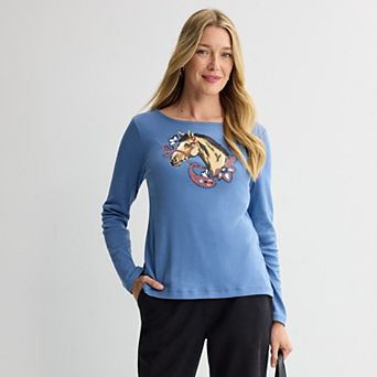 Women's Croft & Barrow® Long Sleeve Harvest Motif Tee