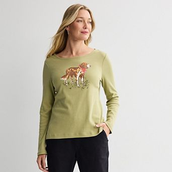 Women's Croft & Barrow® Long Sleeve Harvest Motif Tee