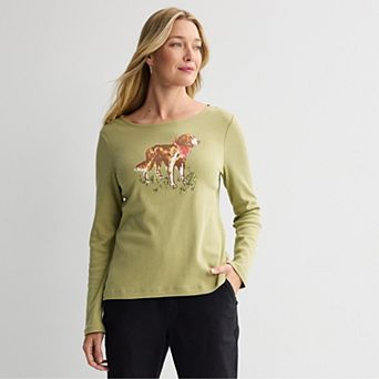 Petite Croft & Barrow® Rounded Hem Harvest Motif Tee