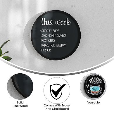 Merrick Lane Mulberry Set Of 2 Round Magnetic Chalkboards With Solid Wood Frame