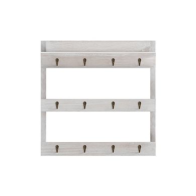 Merrick Lane Steeley Wooden Wall Mount Mug Rack Organizer with Upper Storage Shelf