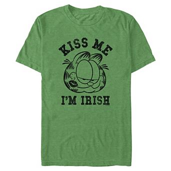 Big & Tall Garfield Kiss Me I'm Irish Graphic Tee
