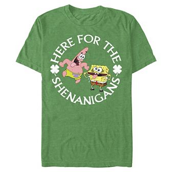 Big & Tall SpongeBob SquarePants Here For The Shenanigans Graphic Tee