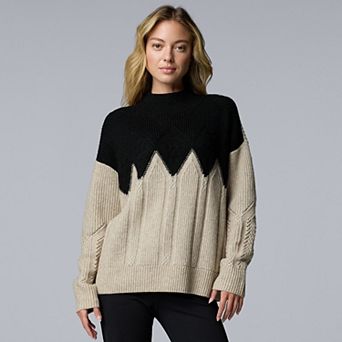 Women's Simply Vera Vera Wang Argyle Turtleneck Sweater
