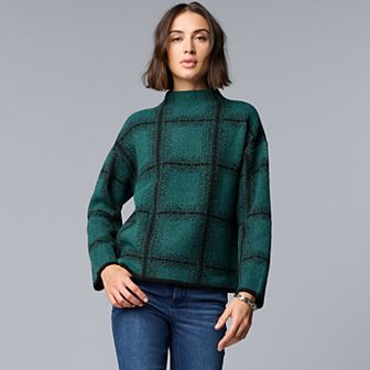 Women's Simply Vera Vera Wang Mock Neck Intarsia Sweater