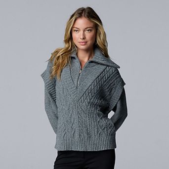 Women's Simply Vera Vera Wang Half-Zip Cable Sweater