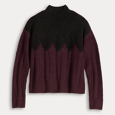 Petite Simply Vera Vera Wang Argyle Turtleneck Sweater