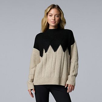 Petite Simply Vera Vera Wang Argyle Turtleneck Sweater