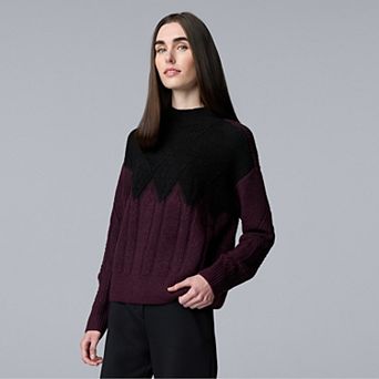 Petite Simply Vera Vera Wang Argyle Turtleneck Sweater