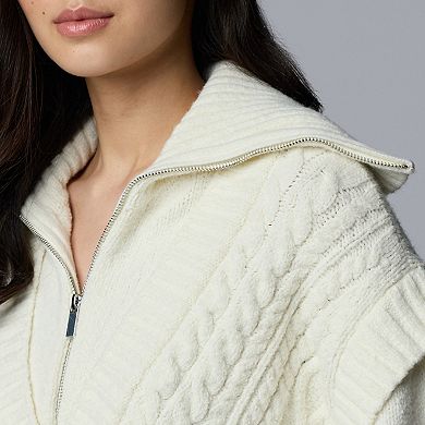 Petite Simply Vera Vera Wang Half Zip Cable Sweater